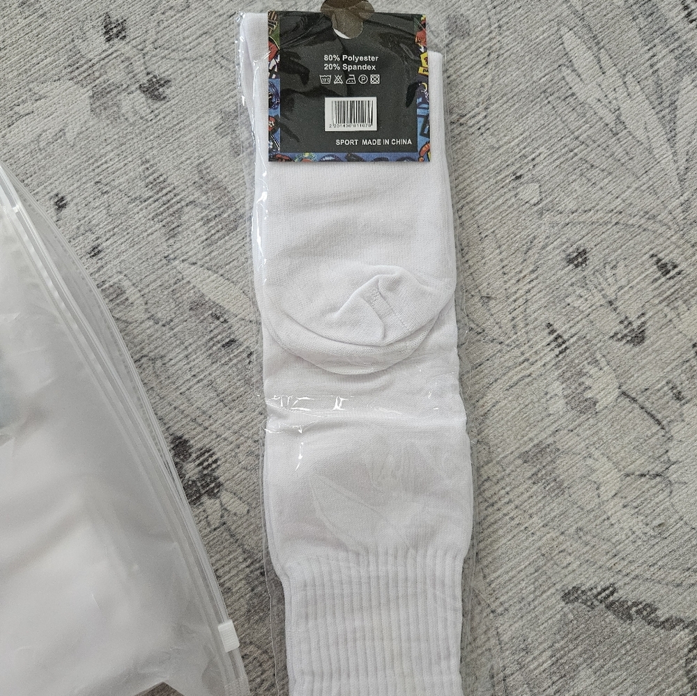 12 pairs knee high multi sport socks baseball socks soccer socks solid white . - Picture 5 of 6